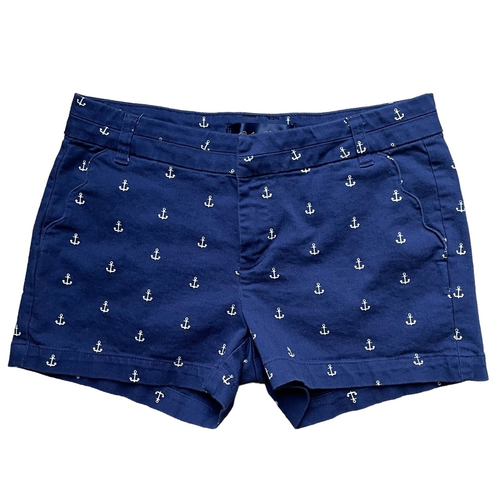 Blue Rain by Francesca's Nautical anchor short with scalloped pockets